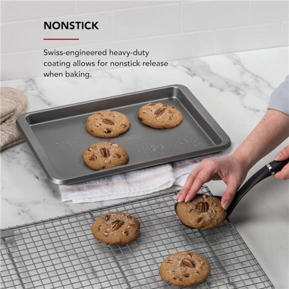 9x13in Nonstick Aluminized Steel Baking Sheet, Contour Silver - Picture 3 of 7